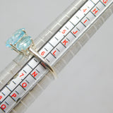 Sterling Silver Triple Stone Set Blue Topaz Dress Ring Vintage c1970 Size M