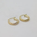 Pair of Sterling Silver Patterned Round Huggie Hoop Earrings Vintage c1970