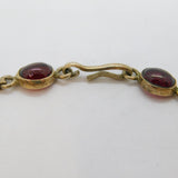 Sterling Silver 10 Cabochon Garnet Linked Studio Bracelet Vintage c1970