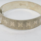 Sterling Silver Cross Pattern Cuff Bangle Bracelet Vintage 1966 London