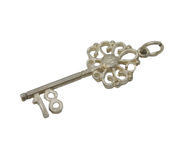 Sterling Silver 18th Birthday Key Charm Pendant Vintage c1970s