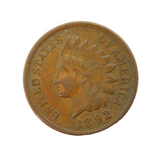 19th Century USA One Cent Coin Antique 1892 Fine Condition