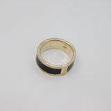 Sterling Silver Black Enamel Pattern Wedding Band Ring Vintage c1970 Size R