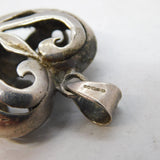 Sterling Silver Large Puffy Heart Drop Pendant Vintage 2000 London