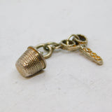 Sterling Silver Thimble & Scissors Sewing Interest Charm Pendant Vintage c1970s