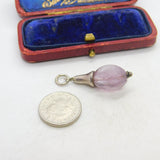 Sterling Silver and Purple Glass Charm Pendant Vintage c1970