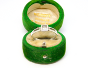 Sterling Silver Square CZ Set Solitaire Ring Vintage c1970 Size P 1/2