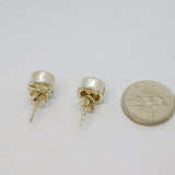 Pair of Sterling Silver Round Faceted Citrine Stud Earrings Vintage c1970