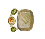 Sterling Silver Quartz, Peridot & Citrine Studio Ring Vintage c1970 Size Q 1/2