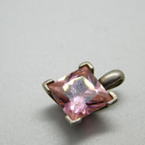 Sterling Silver and Pink Quartz Drop Charm Pendant Vintage c1970