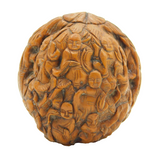 19th Century Japanese Carved Walnut Scholar Pattern Ornament Antique c1830s