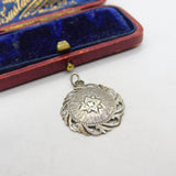 Sterling Silver Star Pattern Drop Charm Pendant Vintage c1970