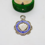 Sterling Silver Blue Enamel Brixton Football Fob Medal Antiqeu 1931 Birmingham