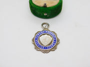 Sterling Silver Blue Enamel Brixton Football Fob Medal Antiqeu 1931 Birmingham