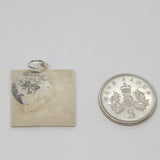 Sterling Silver Square St Christopher Travel Pendant Vintage c1970