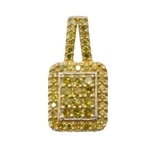 Sterling Silver Yellow Diamond Set Drop Charm Pendant Vintage c1970s