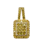 Sterling Silver Yellow Diamond Set Drop Charm Pendant Vintage c1970s