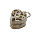 Sterling Silver Ring in Heart Box Charm Pendant Vintage c1970s