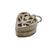Sterling Silver Ring in Heart Box Charm Pendant Vintage c1970s