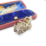 Sterling Silver Victorian Motor Car Charm Pendant Vintage c1970