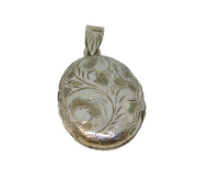 Sterling Silver Patterned Locket Charm Pendant Vintage c1970