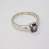 Sterling Silver Purple & White Sapphire Dress Ring Vintage c1970 Size P 1/2