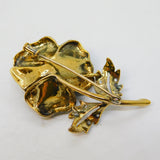 Sterling Silver Gilt & Paste Set Floral Spray Brooch Vintage c1970s