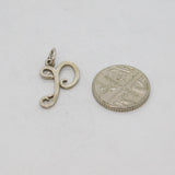 Sterling Silver 'P' Script Form Initial Charm Pendant Vintage c1970s
