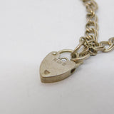 Sterling Silver Curb Link Charm Bracelet with Heart Clasp Vintage Birmingham