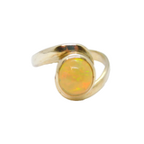 Sterling Silver Cabochon Opal Twist Front Band Dress Ring Modern c2000 Size U