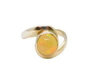 Sterling Silver Cabochon Opal Twist Front Band Dress Ring Modern c2000 Size U