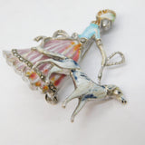 Sterling Silver, Enamel, Marcasite Lady with Dog Brooch Pin Antique c1940