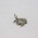 Sterling Silver Patterned Textured Fish Form Charm Pendant Vintage c1970s