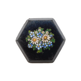 19th Century Gilt Metal & Floral Micro Mosaic Brooch Pin Antique c1880s