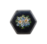 19th Century Gilt Metal & Floral Micro Mosaic Brooch Pin Antique c1880s