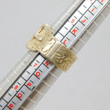 Sterling Silver Wide Patterned Buckle Design Ring Vintage c1970 Size M 1/2