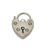 Sterling Silver Heart Lock Clasp Charm Pendant Vintage c1970