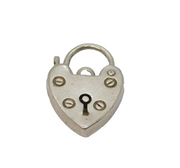 Sterling Silver Heart Lock Clasp Charm Pendant Vintage c1970