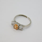 Sterling Silver Champagne & White Topaz Open Band Ring Modern c1990 Size R 1/2