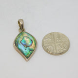 Sterling Silver Abalone Shell Leaf Form Charm Pendant Contemporary c1990s