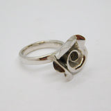 Sterling Silver Rose Flower Studio Statement Ring Contemporary c2000 Size Q