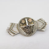 Victorian Sterling Silver & Gold Flower Basket Sweetheart Brooch Antique c1890