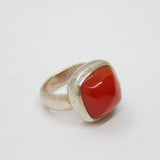 Sterling Silver Chunky Pointed Carnelian Studio Ring Vintage c1970 Size N 1/2
