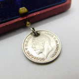 Sterling Silver Authentic Six Pence George V Charm Pendant 1936