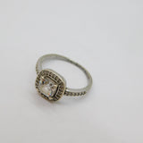 Sterling Silver Framed Square Multi-Stone CZ Dress Ring Modern c1990 Size O