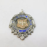 Sterling Silver, Gold & Enamel Wolverhampton Bowling Fob Medal Antique 1925