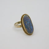 Sterling Silver Natural Shell Ellipse Studio Dress Ring Vintage c1970 Size M 1/2