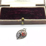 Sterling Silver Ladybird on a Leaf Charm Pendant Vintage c1970