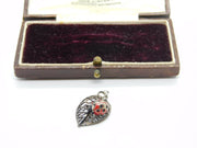 Sterling Silver Ladybird on a Leaf Charm Pendant Vintage c1970