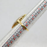 Gold On Sterling Silver CZ Set Ellipse Statement Ring Modern c1990 Size M 1/2